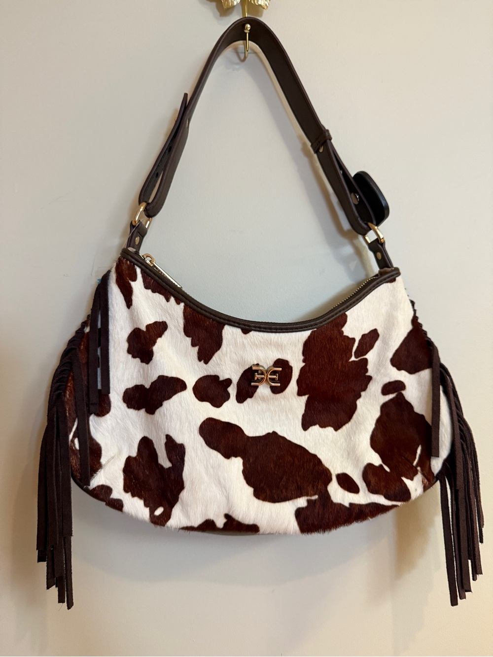 Sam Edelman Leather Brown and White Cowhide Shoulder Bag